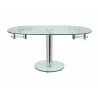 THAO Dining Table In Clear Glass With Polished Stainless Steel Base - Front Extended - THAO Dining Table In Clear Glass With Polished Stainless Steel Base - Front Extended