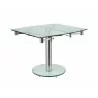 THAO Dining Table In Clear Glass With Polished Stainless Steel Base - Angled - THAO Dining Table In Clear Glass With Polished Stainless Steel Base - Angled