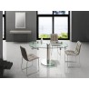 THAO Dining Table In Clear Glass With Polished Stainless Steel Base - Lifestyle 3