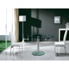 THAO Dining Table In Clear Glass With Polished Stainless Steel Base - Lifestyle 1