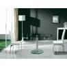 THAO Dining Table In Clear Glass With Polished Stainless Steel Base - Lifestyle 1 - THAO Dining Table In Clear Glass With Polished Stainless Steel Base - Lifestyle 1