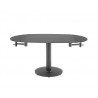 Thao Dining Table In Gray Glass With Polished Stainless Steel Base - Front Extended