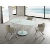 Thao Dining Table In White Tempered Glass - Lifestyle