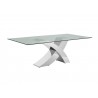 Casabianca GENEVA Dining Table In Clear Glass With Polished Stainless Steel Base - Side Angled
