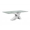 Casabianca GENEVA Dining Table In Clear Glass With Polished Stainless Steel Base - Side Angled