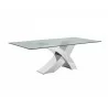 Casabianca GENEVA Dining Table In Clear Glass With Polished Stainless Steel Base - Side Angled - Casabianca GENEVA Dining Table In Clear Glass With Polished Stainless Steel Base - Side Angled