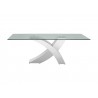 Casabianca GENEVA Dining Table In Clear Glass With Polished Stainless Steel Base - Front