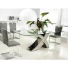 Casabianca GENEVA Dining Table In Clear Glass With Polished Stainless Steel Base - Lifestyle 2
