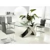 Casabianca GENEVA Dining Table In Clear Glass With Polished Stainless Steel Base - Lifestyle 2 - Casabianca GENEVA Dining Table In Clear Glass With Polished Stainless Steel Base - Lifestyle 2