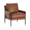 Sunpan Mauti Lounge Chair Brown - Shalimar Tobacco Leather - Front Side Angle