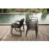 Azzurro Living Cebu Stackable Dining Chair With Graphite Cushion - Stacked Lifestyle Shot - Azzurro Living Cebu Stackable Dining Chair With Graphite Cushion - Stacked Lifestyle Shot