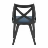 Charlotte Farmhouse Chair in Black Wood and Blue Fabric by LumiSource - Set of 2 - Charlotte Farmhouse Chair in Black Wood and Blue Fabric by LumiSource - Set of 2