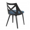 Charlotte Farmhouse Chair in Black Wood and Blue Fabric by LumiSource - Set of 2 - Charlotte Farmhouse Chair in Black Wood and Blue Fabric by LumiSource - Set of 2