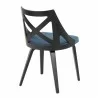 Charlotte Farmhouse Chair in Black Wood and Blue Fabric by LumiSource - Set of 2 - Charlotte Farmhouse Chair in Black Wood and Blue Fabric by LumiSource - Set of 2