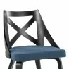 Charlotte Farmhouse Chair in Black Wood and Blue Fabric by LumiSource - Set of 2 - Charlotte Farmhouse Chair in Black Wood and Blue Fabric by LumiSource - Set of 2