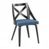 Charlotte Farmhouse Chair in Black Wood and Blue Fabric by LumiSource - Set of 2 - Charlotte Farmhouse Chair in Black Wood and Blue Fabric by LumiSource - Set of 2