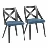 Charlotte Farmhouse Chair in Black Wood and Blue Fabric by LumiSource - Set of 2 - Charlotte Farmhouse Chair in Black Wood and Blue Fabric by LumiSource - Set of 2