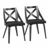 Charlotte Farmhouse Chair in Black Wood and Charcoal Fabric by LumiSource - Set of 2 - Charlotte Farmhouse Chair in Black Wood and Charcoal Fabric by LumiSource - Set of 2