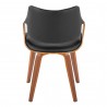 Curvo Highback Contemporary Chair in Black Wood, Walnut Wood, and Black Faux Leather by LumiSource - Set of 2