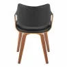 Curvo Highback Contemporary Chair in Black Wood, Walnut Wood, and Black Faux Leather by LumiSource - Set of 2 - Curvo Highback Contemporary Chair in Black Wood, Walnut Wood, and Black Faux Leather by LumiSource - Set of 2