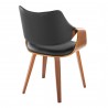 Curvo Highback Contemporary Chair in Black Wood, Walnut Wood, and Black Faux Leather by LumiSource - Set of 2