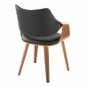 Curvo Highback Contemporary Chair in Black Wood, Walnut Wood, and Black Faux Leather by LumiSource - Set of 2 - Curvo Highback Contemporary Chair in Black Wood, Walnut Wood, and Black Faux Leather by LumiSource - Set of 2