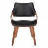 Curvo Highback Contemporary Chair in Black Wood, Walnut Wood, and Black Faux Leather by LumiSource - Set of 2