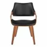 Curvo Highback Contemporary Chair in Black Wood, Walnut Wood, and Black Faux Leather by LumiSource - Set of 2 - Curvo Highback Contemporary Chair in Black Wood, Walnut Wood, and Black Faux Leather by LumiSource - Set of 2