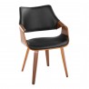 Curvo Highback Contemporary Chair in Black Wood, Walnut Wood, and Black Faux Leather by LumiSource - Set of 2