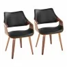 Curvo Highback Contemporary Chair in Black Wood, Walnut Wood, and Black Faux Leather by LumiSource - Set of 2 - Curvo Highback Contemporary Chair in Black Wood, Walnut Wood, and Black Faux Leather by LumiSource - Set of 2
