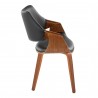 Curvo Highback Contemporary Chair in Black Wood, Walnut Wood, and Black Faux Leather by LumiSource - Set of 2