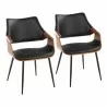 Curvo Highback Contemporary Chair in Black Wood, Walnut Wood, and Black Faux Leather by LumiSource - Set of 2 - Curvo Highback Contemporary Chair in Black Wood, Walnut Wood, and Black Faux Leather by LumiSource - Set of 2