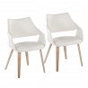 Curvo Highback Upholstered Contemporary Chair in Whitewashed Wood and White Faux Leather by LumiSource - Set of 2