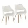 Curvo Highback Upholstered Contemporary Chair in Whitewashed Wood and White Faux Leather by LumiSource - Set of 2 - Curvo Highback Upholstered Contemporary Chair in Whitewashed Wood and White Faux Leather by LumiSource - Set of 2