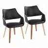 Curvo Highback Upholstered Contemporary Chair in Zebra Wood and Black Faux Leather by LumiSource - Set of 2