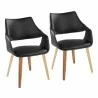 Curvo Highback Upholstered Contemporary Chair in Zebra Wood and Black Faux Leather by LumiSource - Set of 2 - Curvo Highback Upholstered Contemporary Chair in Zebra Wood and Black Faux Leather by LumiSource - Set of 2