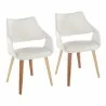 Curvo Highback Upholstered Contemporary Chair in Zebra Wood and White Faux Leather by LumiSource - Set of 2 - Curvo Highback Upholstered Contemporary Chair in Zebra Wood and White Faux Leather by LumiSource - Set of 2