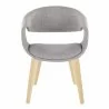 Curvo Contemporary Upholstered Chair in Natural Wood and Grey Fabric by LumiSource - Set of 2 - Curvo Contemporary Upholstered Chair in Natural Wood and Grey Fabric by LumiSource - Set of 2