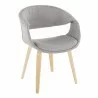Curvo Contemporary Upholstered Chair in Natural Wood and Grey Fabric by LumiSource - Set of 2 - Curvo Contemporary Upholstered Chair in Natural Wood and Grey Fabric by LumiSource - Set of 2