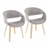 Curvo Contemporary Upholstered Chair in Natural Wood and Grey Fabric by LumiSource - Set of 2