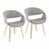 Curvo Contemporary Upholstered Chair in Natural Wood and Grey Fabric by LumiSource - Set of 2 - Curvo Contemporary Upholstered Chair in Natural Wood and Grey Fabric by LumiSource - Set of 2