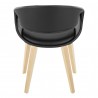 Curvo Contemporary Upholstered Chair in Natural Wood and Black Faux Leather by LumiSource - Set of 2