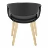 Curvo Contemporary Upholstered Chair in Natural Wood and Black Faux Leather by LumiSource - Set of 2 - Curvo Contemporary Upholstered Chair in Natural Wood and Black Faux Leather by LumiSource - Set of 2