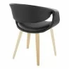 Curvo Contemporary Upholstered Chair in Natural Wood and Black Faux Leather by LumiSource - Set of 2 - Curvo Contemporary Upholstered Chair in Natural Wood and Black Faux Leather by LumiSource - Set of 2