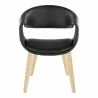 Curvo Contemporary Upholstered Chair in Natural Wood and Black Faux Leather by LumiSource - Set of 2 - Curvo Contemporary Upholstered Chair in Natural Wood and Black Faux Leather by LumiSource - Set of 2
