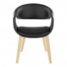 Curvo Contemporary Upholstered Chair in Natural Wood and Black Faux Leather by LumiSource - Set of 2