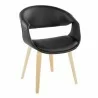 Curvo Contemporary Upholstered Chair in Natural Wood and Black Faux Leather by LumiSource - Set of 2 - Curvo Contemporary Upholstered Chair in Natural Wood and Black Faux Leather by LumiSource - Set of 2