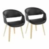 Curvo Contemporary Upholstered Chair in Natural Wood and Black Faux Leather by LumiSource - Set of 2 - Curvo Contemporary Upholstered Chair in Natural Wood and Black Faux Leather by LumiSource - Set of 2