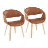 Curvo Contemporary Upholstered Chair in Natural Wood and Camel Faux Leather by LumiSource - Set of 2