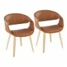 Curvo Contemporary Upholstered Chair in Natural Wood and Camel Faux Leather by LumiSource - Set of 2 - Curvo Contemporary Upholstered Chair in Natural Wood and Camel Faux Leather by LumiSource - Set of 2